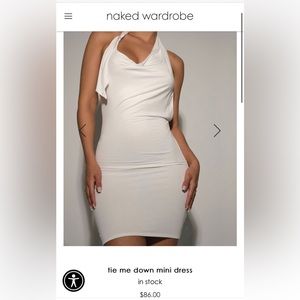 Naked wardrobe, tie me down mini dress in White